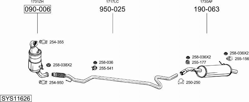 Bosal SYS11626 - Система выпуска ОГ autosila-amz.com