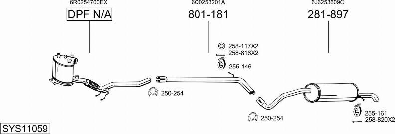 Bosal SYS11059 - Система выпуска ОГ autosila-amz.com