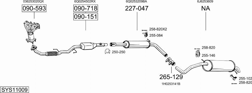 Bosal SYS11009 - Система выпуска ОГ autosila-amz.com