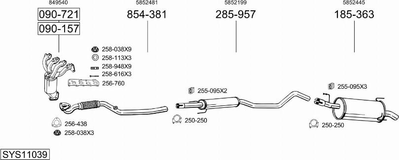 Bosal SYS11039 - Система выпуска ОГ autosila-amz.com