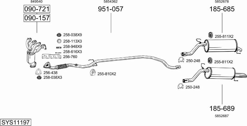 Bosal SYS11197 - Система выпуска ОГ autosila-amz.com