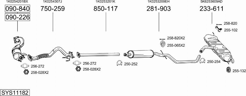 Bosal SYS11182 - Система выпуска ОГ autosila-amz.com