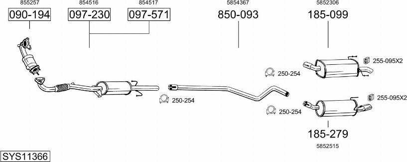 Bosal SYS11366 - Система выпуска ОГ autosila-amz.com