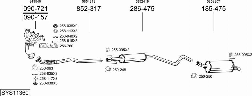 Bosal SYS11360 - Система выпуска ОГ autosila-amz.com