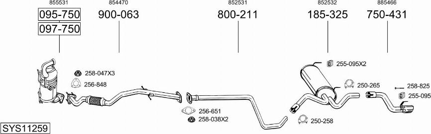 Bosal SYS11259 - Система выпуска ОГ autosila-amz.com