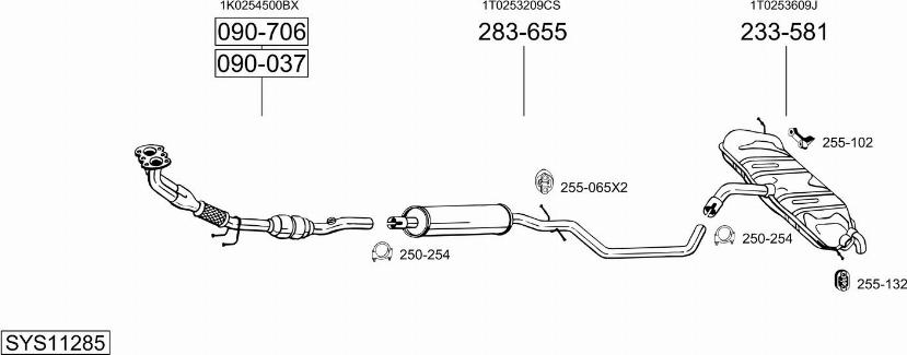 Bosal SYS11285 - Система выпуска ОГ autosila-amz.com