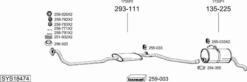 Bosal SYS18474 - Система выпуска ОГ autosila-amz.com