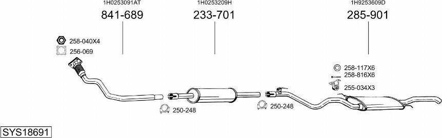 Bosal SYS18691 - Система выпуска ОГ autosila-amz.com