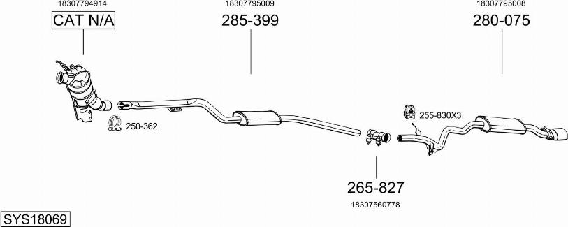 Bosal SYS18069 - Система выпуска ОГ autosila-amz.com