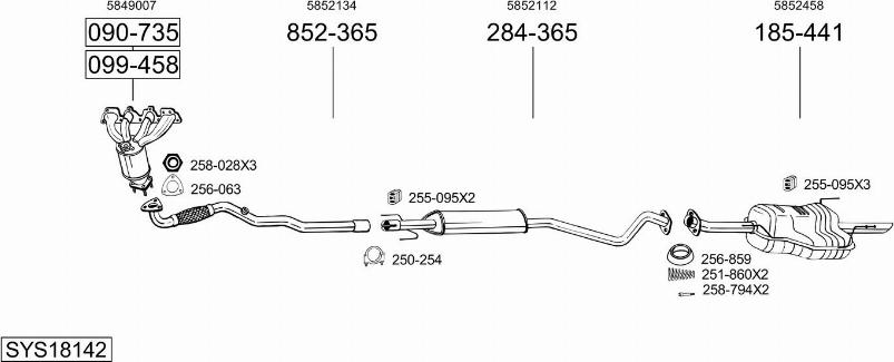 Bosal SYS18142 - Система выпуска ОГ autosila-amz.com