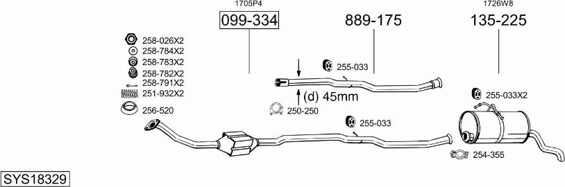 Bosal SYS18329 - Система выпуска ОГ autosila-amz.com