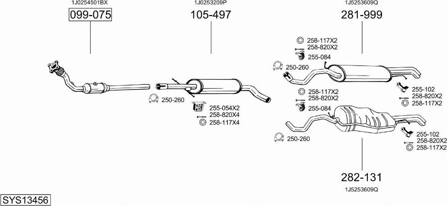 Bosal SYS13456 - Система выпуска ОГ autosila-amz.com