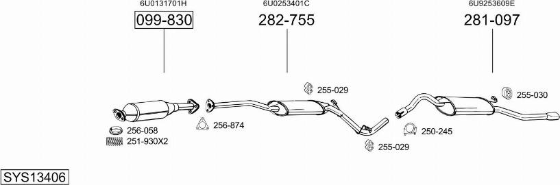 Bosal SYS13406 - Система выпуска ОГ autosila-amz.com