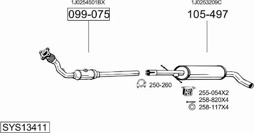 Bosal SYS13411 - Система выпуска ОГ autosila-amz.com