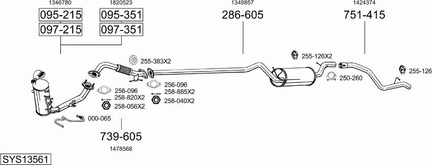 Bosal SYS13561 - Система выпуска ОГ autosila-amz.com