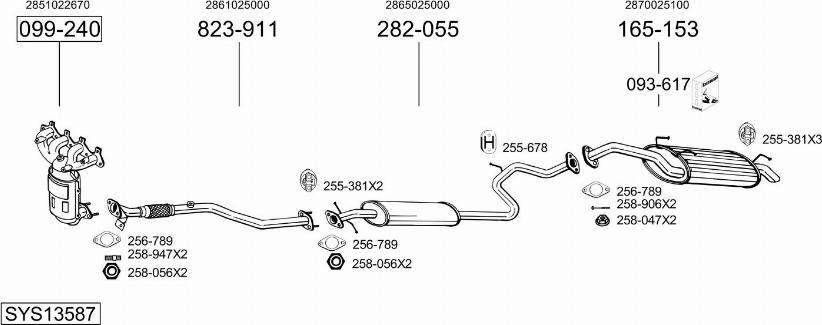 Bosal SYS13587 - Система выпуска ОГ autosila-amz.com