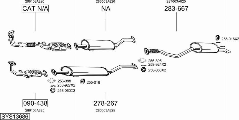 Bosal SYS13686 - Система выпуска ОГ autosila-amz.com