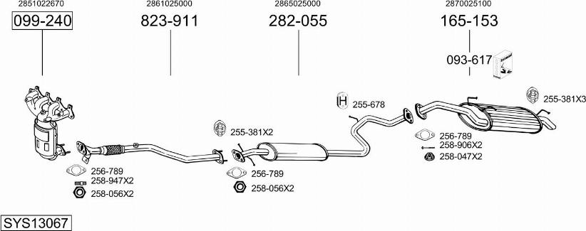 Bosal SYS13067 - Система выпуска ОГ autosila-amz.com