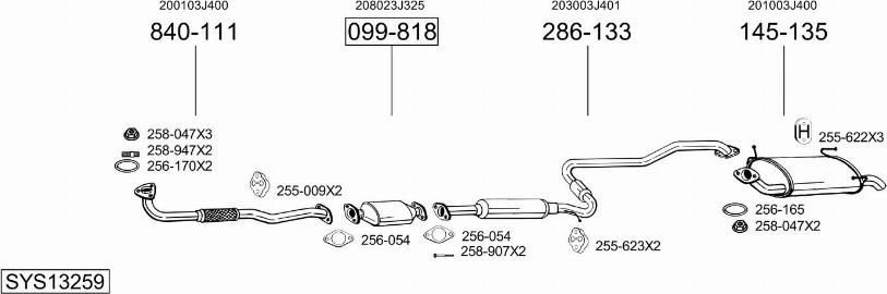 Bosal SYS13259 - Система выпуска ОГ autosila-amz.com