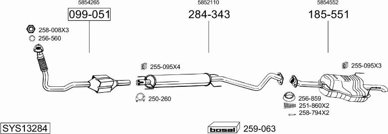 Bosal SYS13284 - Система выпуска ОГ autosila-amz.com