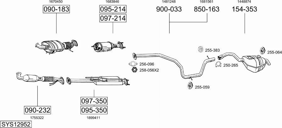 Bosal SYS12952 - Система выпуска ОГ autosila-amz.com