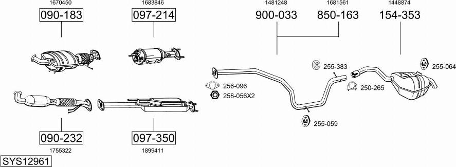 Bosal SYS12961 - Система выпуска ОГ autosila-amz.com