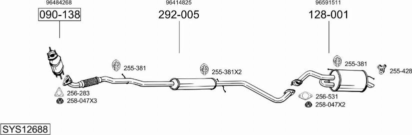 Bosal SYS12688 - Система выпуска ОГ autosila-amz.com