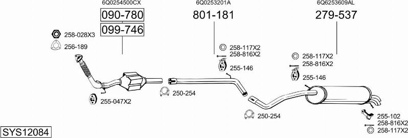 Bosal SYS12084 - Система выпуска ОГ autosila-amz.com