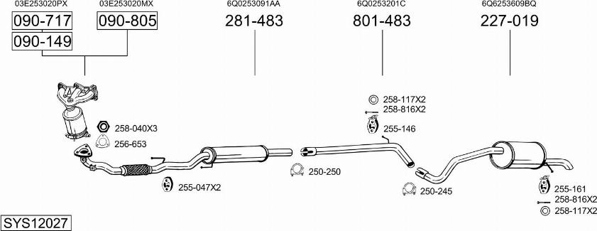 Bosal SYS12027 - Система выпуска ОГ autosila-amz.com