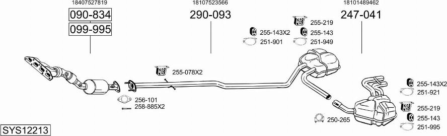 Bosal SYS12213 - Система выпуска ОГ autosila-amz.com