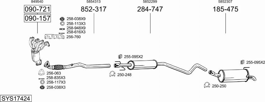 Bosal SYS17424 - Система выпуска ОГ autosila-amz.com