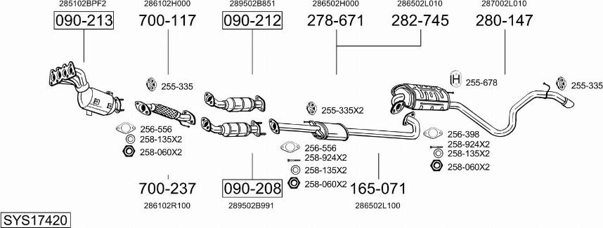 Bosal SYS17420 - Система выпуска ОГ autosila-amz.com