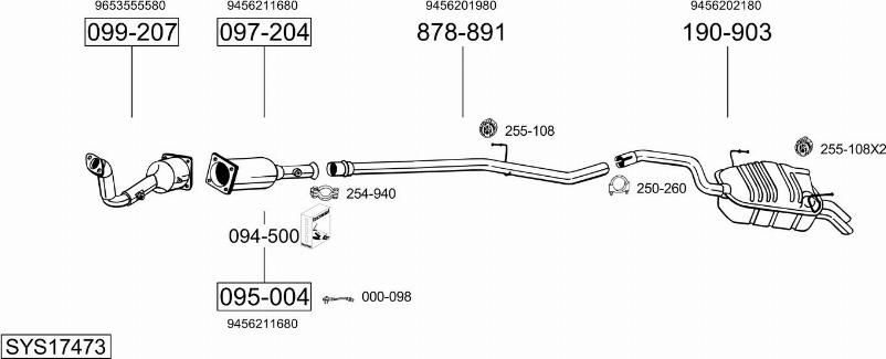 Bosal SYS17473 - Система выпуска ОГ autosila-amz.com