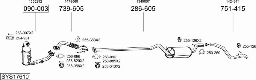 Bosal SYS17610 - Система выпуска ОГ autosila-amz.com