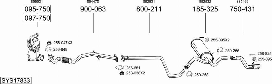 Bosal SYS17833 - Система выпуска ОГ autosila-amz.com