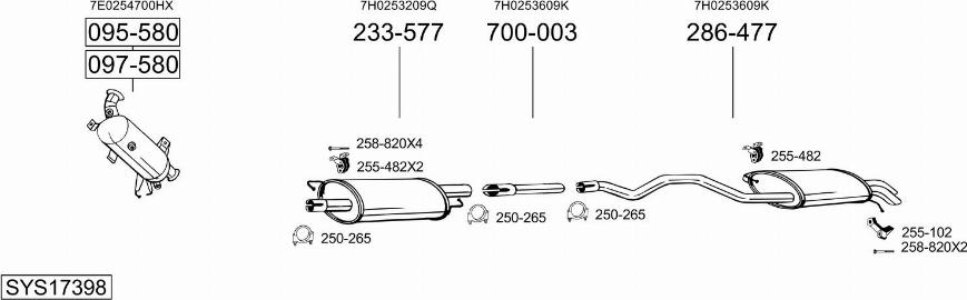 Bosal SYS17398 - Система выпуска ОГ autosila-amz.com