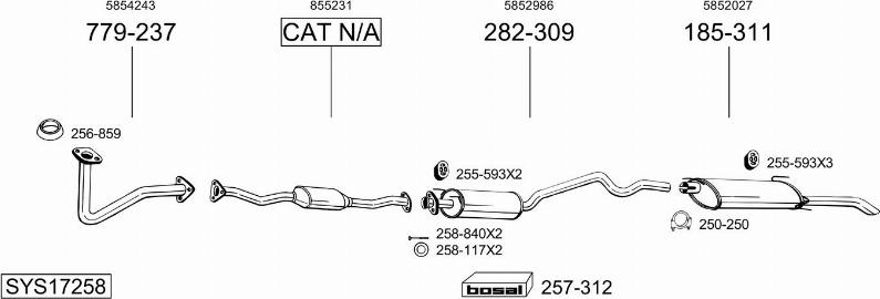 Bosal SYS17258 - Система выпуска ОГ autosila-amz.com