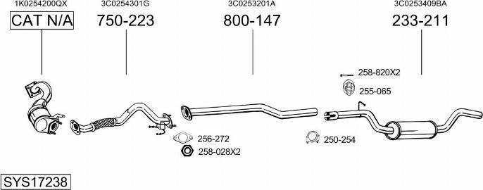 Bosal SYS17238 - Система выпуска ОГ autosila-amz.com