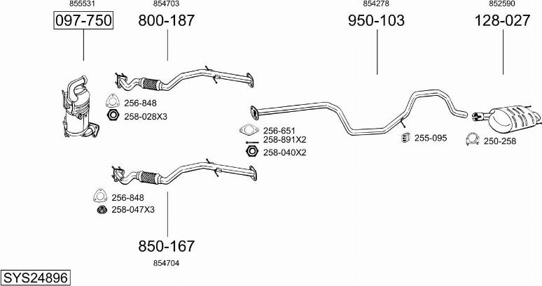 Bosal SYS24896 - Система выпуска ОГ autosila-amz.com