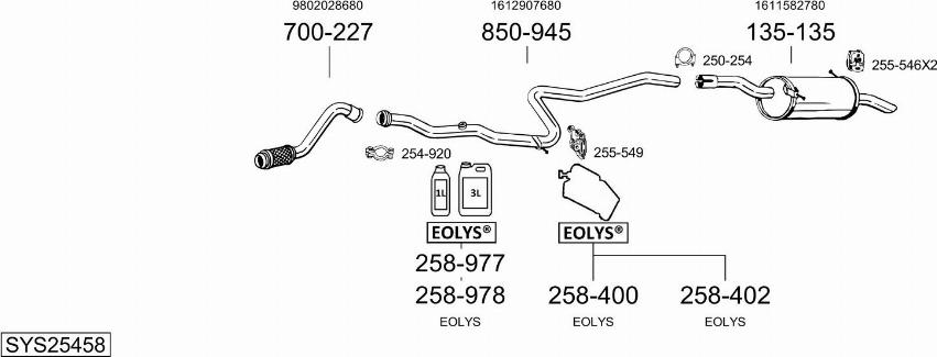 Bosal SYS25458 - Система выпуска ОГ autosila-amz.com