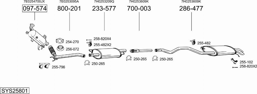 Bosal SYS25801 - Система выпуска ОГ autosila-amz.com