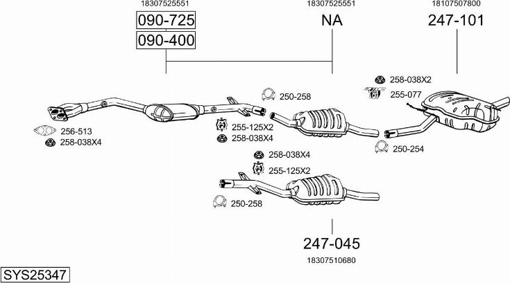 Bosal SYS25347 - Система выпуска ОГ autosila-amz.com