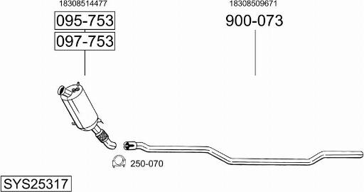 Bosal SYS25317 - Система выпуска ОГ autosila-amz.com