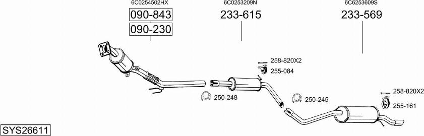 Bosal SYS26611 - Система выпуска ОГ autosila-amz.com