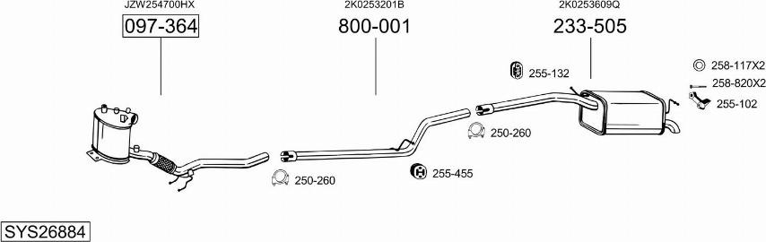 Bosal SYS26884 - Система выпуска ОГ autosila-amz.com