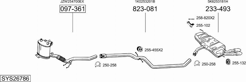 Bosal SYS26786 - Система выпуска ОГ autosila-amz.com