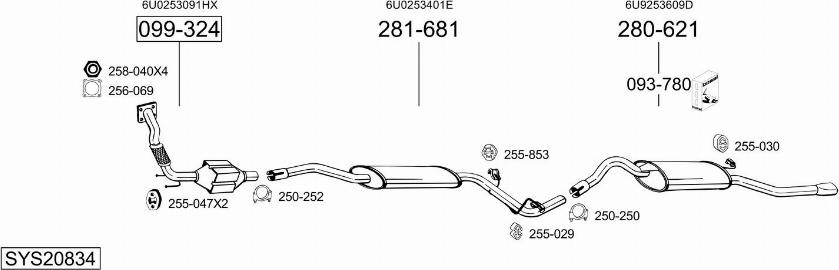 Bosal SYS20834 - Система выпуска ОГ autosila-amz.com