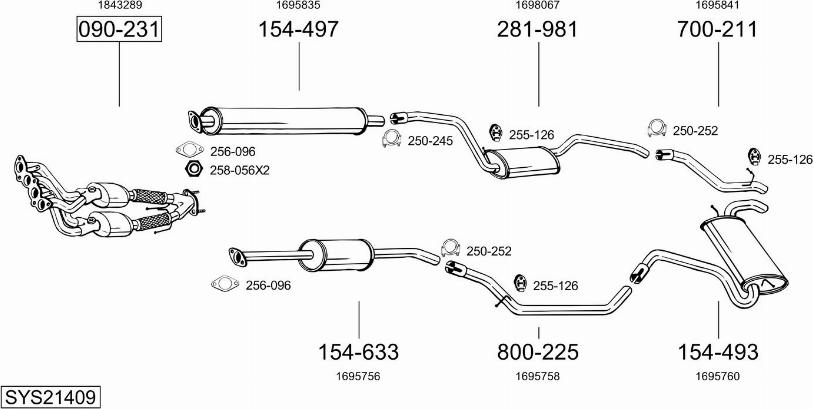 Bosal SYS21409 - Система выпуска ОГ autosila-amz.com