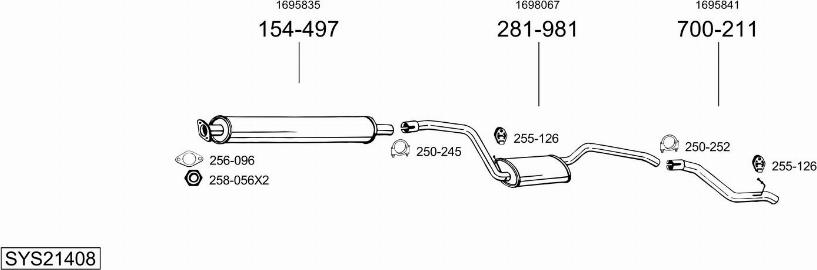 Bosal SYS21408 - Система выпуска ОГ autosila-amz.com