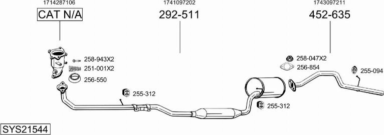 Bosal SYS21544 - Система выпуска ОГ autosila-amz.com